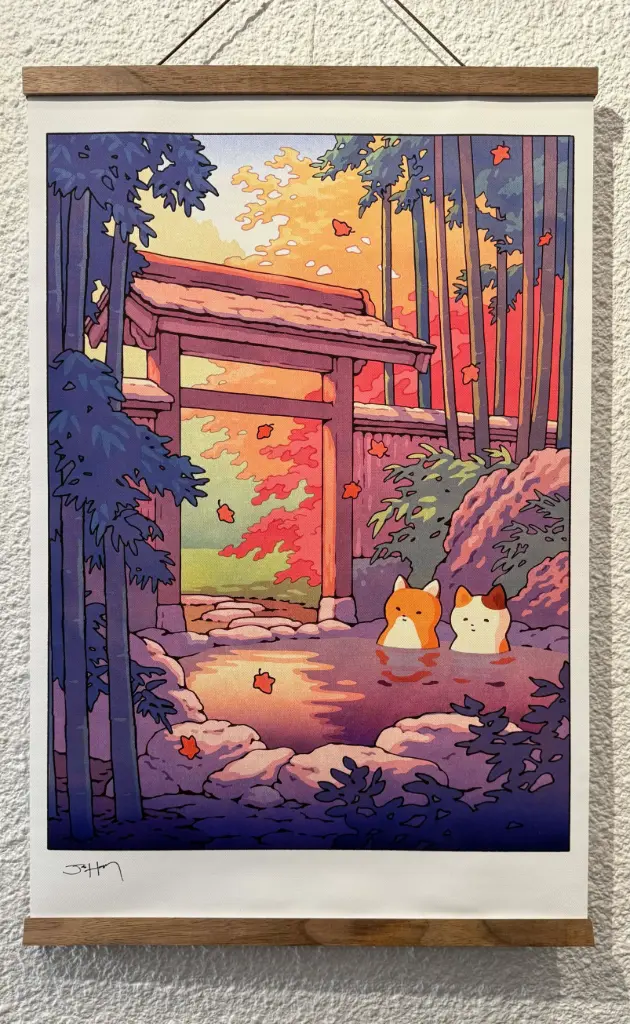 [Jed Henry] Kakemono - Fox Cat at the Onsen