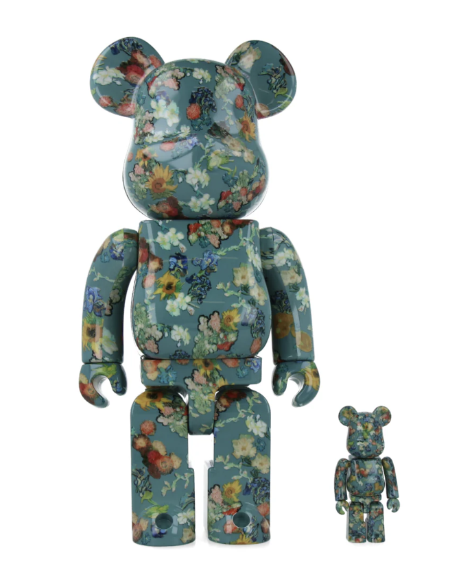 [Bearbrick] 400%+100% Bearbrick Van Gogh Museum Floral Pattern 50th Anniversary