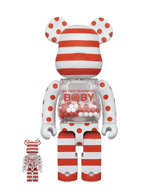 [Bearbrick] 400%+100% Bearbrick My First Baby Red & Silver version by Chiaki